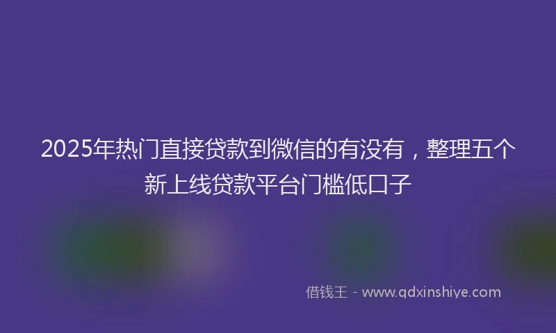 2025年热门直接贷款到微信的有没有，整理五个新上线贷款平台门槛低口子