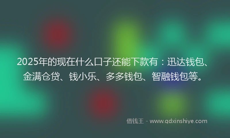 2025年的现在什么口子还能下款有：迅达钱包、金满仓贷、钱小乐、多多钱包、智融钱包等。