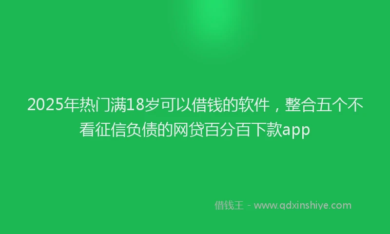 2025年热门满18岁可以借钱的软件，整合五个不看征信负债的网贷百分百下款app