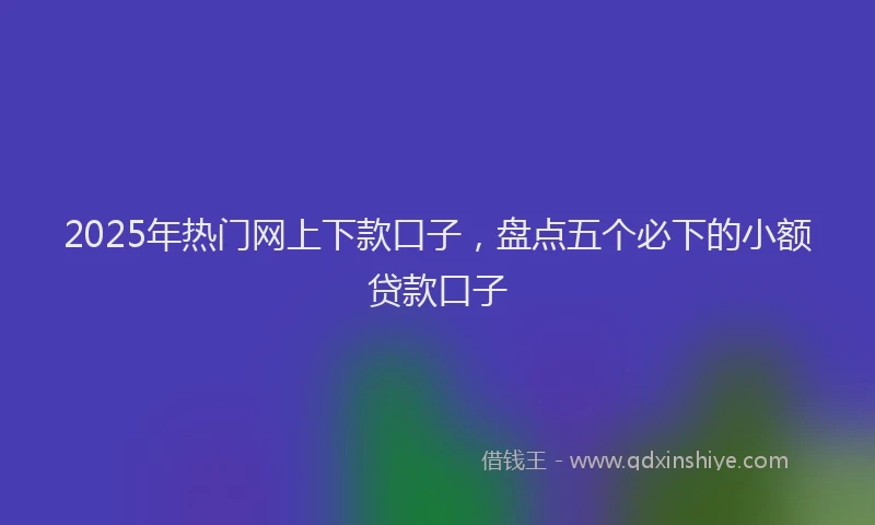 2025年热门网上下款口子，盘点五个必下的小额贷款口子