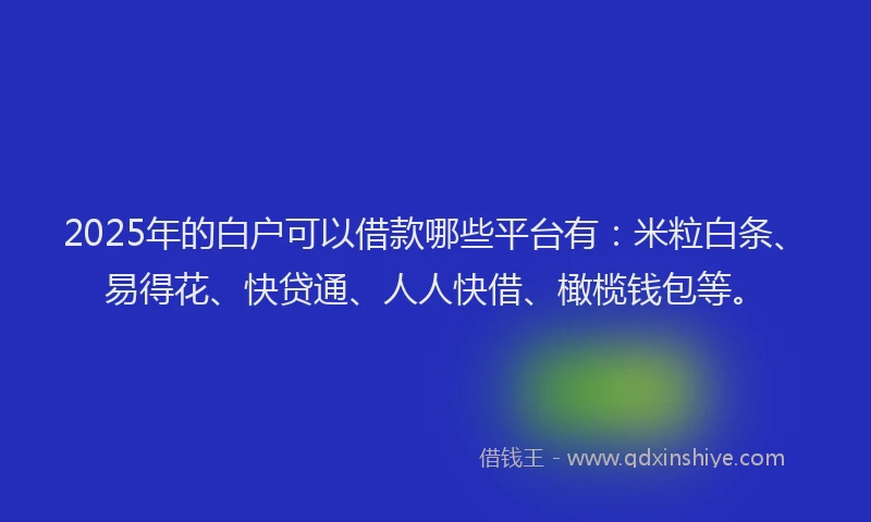2025年的白户可以借款哪些平台有：米粒白条、易得花、快贷通、人人快借、橄榄钱包等。