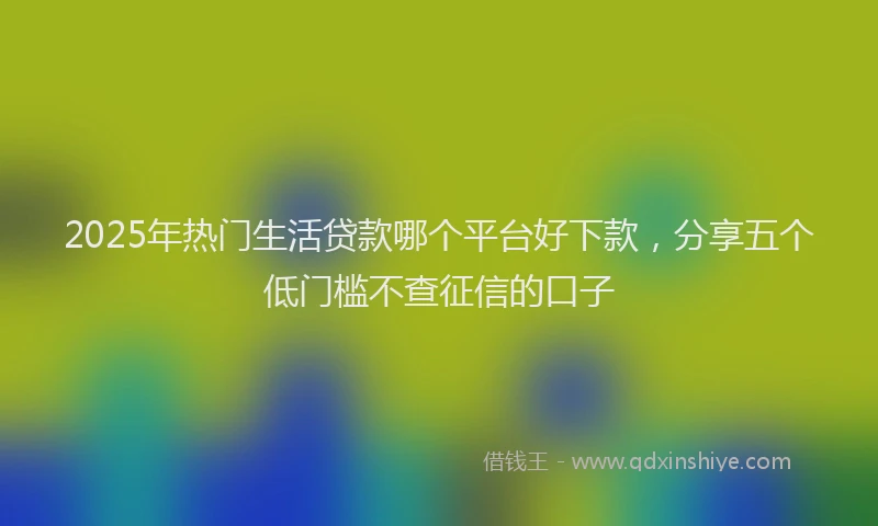 2025年热门生活贷款哪个平台好下款，分享五个低门槛不查征信的口子