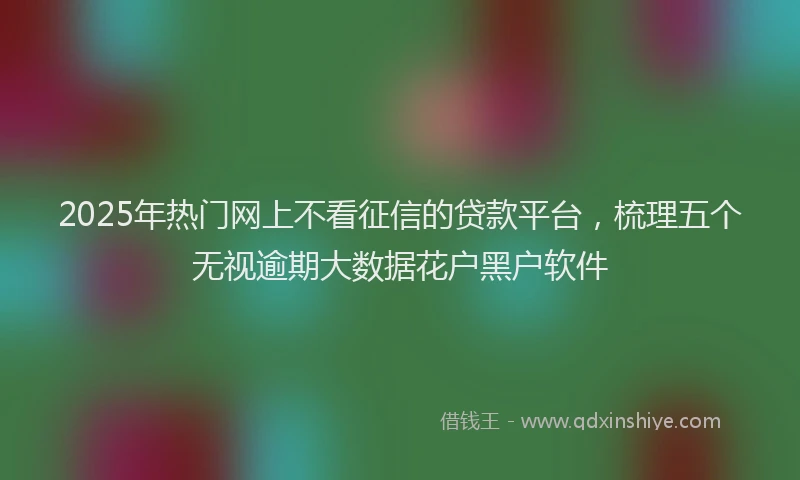 2025年热门网上不看征信的贷款平台，梳理五个无视逾期大数据花户黑户软件