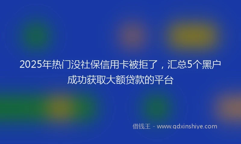 2025年热门没社保信用卡被拒了，汇总5个黑户成功获取大额贷款的平台