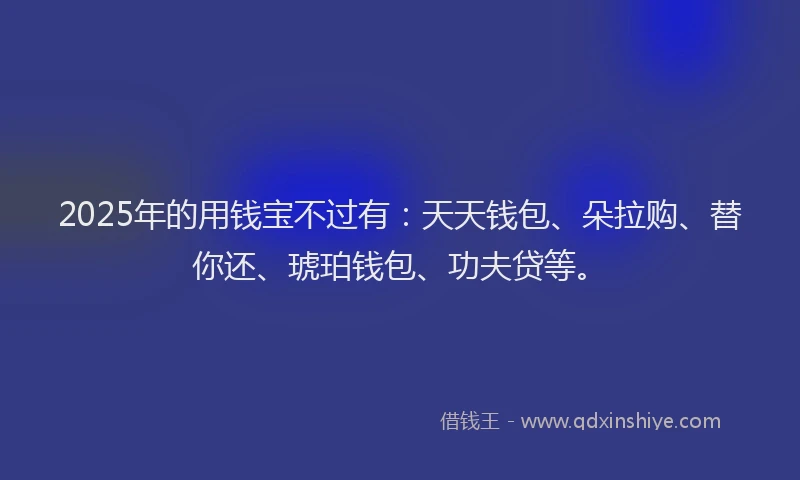 2025年的用钱宝不过有：天天钱包、朵拉购、替你还、琥珀钱包、功夫贷等。