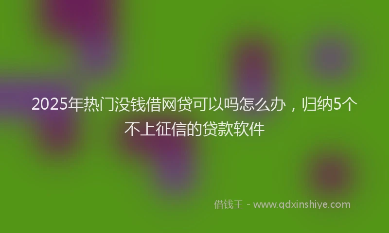 2025年热门没钱借网贷可以吗怎么办，归纳5个不上征信的贷款软件