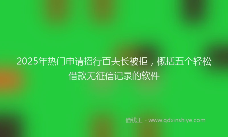 2025年热门申请招行百夫长被拒，概括五个轻松借款无征信记录的软件