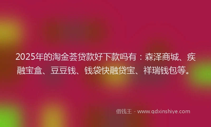 2025年的淘金荟贷款好下款吗有：森泽商城、疾融宝盒、豆豆钱、钱袋快融贷宝、祥瑞钱包等。
