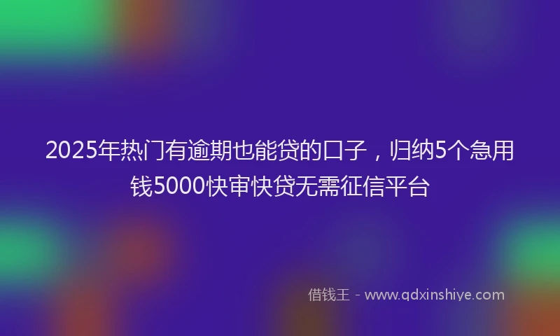 2025年热门有逾期也能贷的口子，归纳5个急用钱5000快审快贷无需征信平台