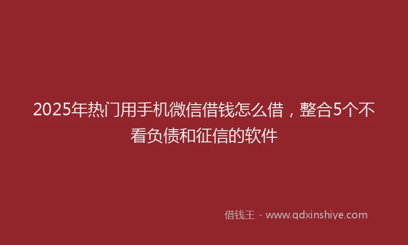 2025年热门用手机微信借钱怎么借，整合5个不看负债和征信的软件