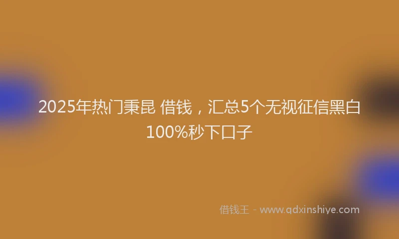 2025年热门秉昆 借钱，汇总5个无视征信黑白100%秒下口子