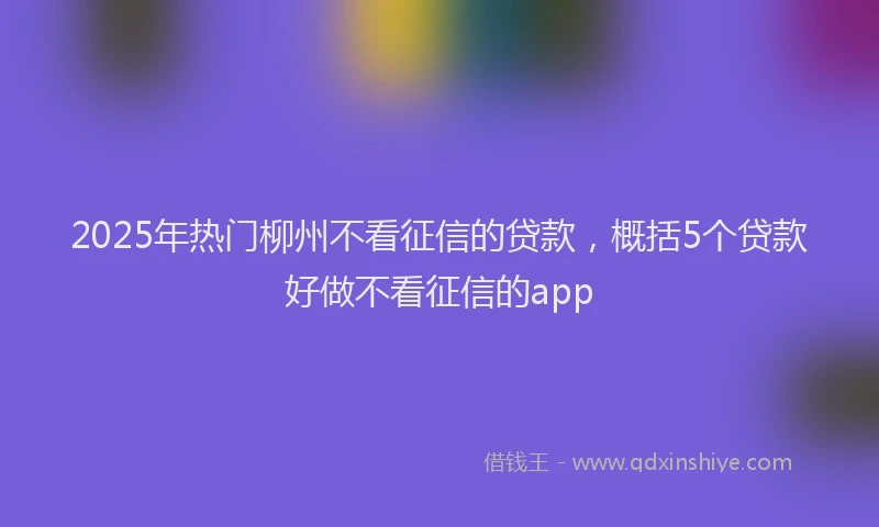 2025年热门柳州不看征信的贷款，概括5个贷款好做不看征信的app