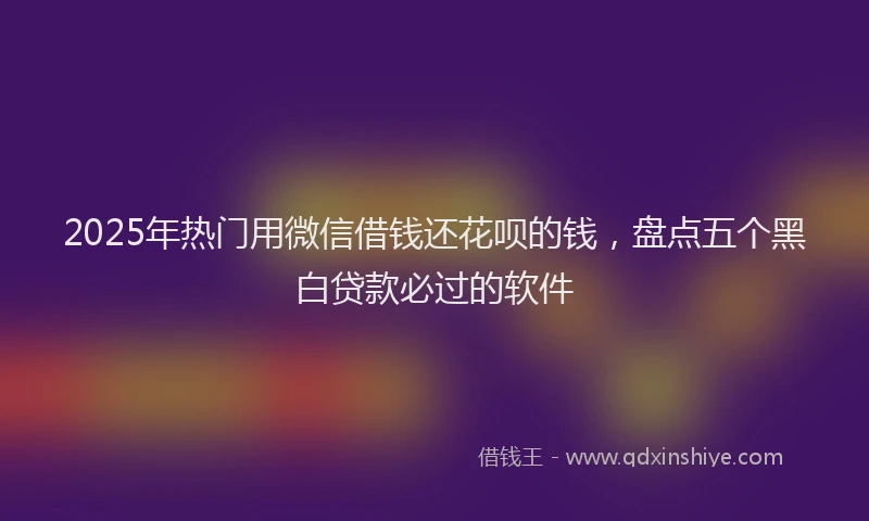 2025年热门用微信借钱还花呗的钱，盘点五个黑白贷款必过的软件