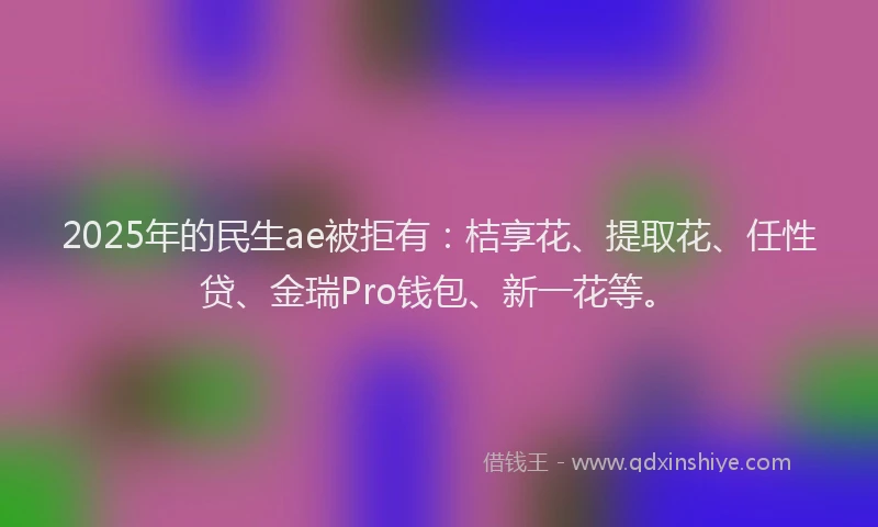 2025年的民生ae被拒有：桔享花、提取花、任性贷、金瑞Pro钱包、新一花等。
