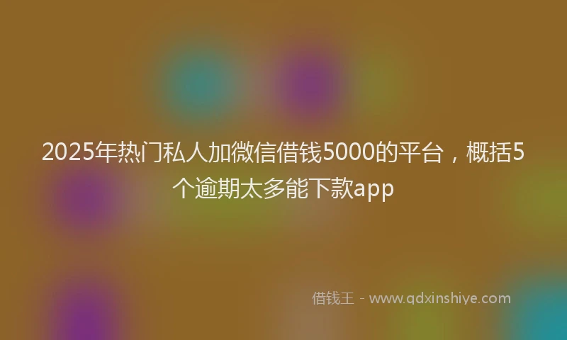 2025年热门私人加微信借钱5000的平台，概括5个逾期太多能下款app