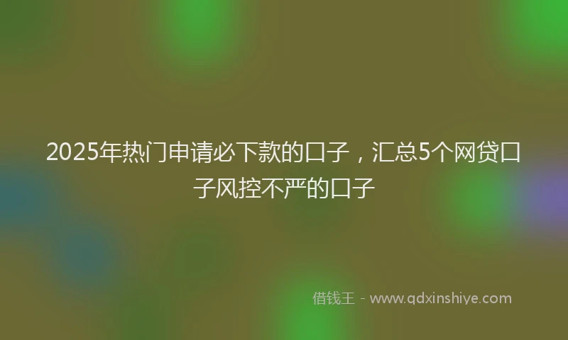 2025年热门申请必下款的口子，汇总5个网贷口子风控不严的口子
