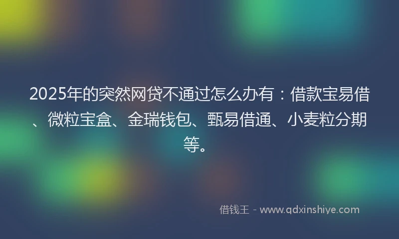 2025年的突然网贷不通过怎么办有：借款宝易借、微粒宝盒、金瑞钱包、甄易借通、小麦粒分期等。