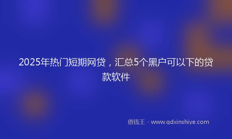 2025年热门短期网贷，汇总5个黑户可以下的贷款软件