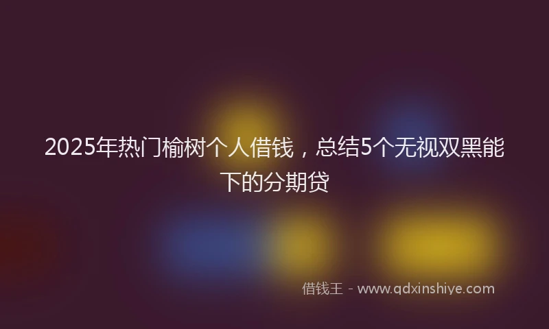 2025年热门榆树个人借钱，总结5个无视双黑能下的分期贷