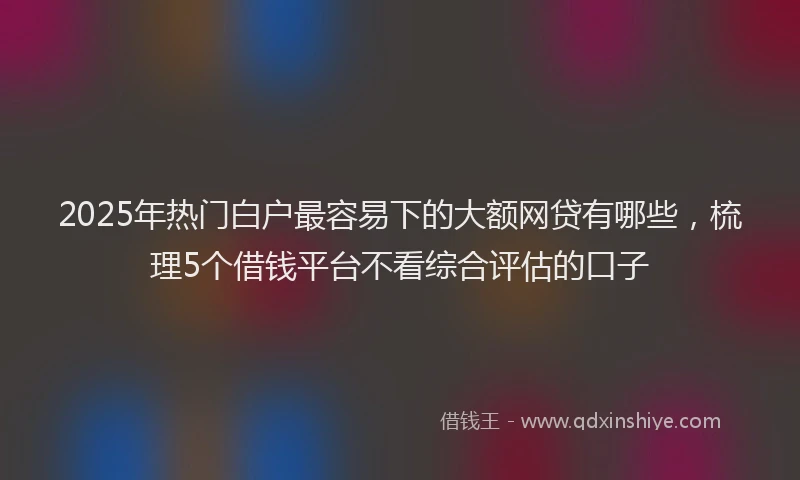 2025年热门白户最容易下的大额网贷有哪些，梳理5个借钱平台不看综合评估的口子