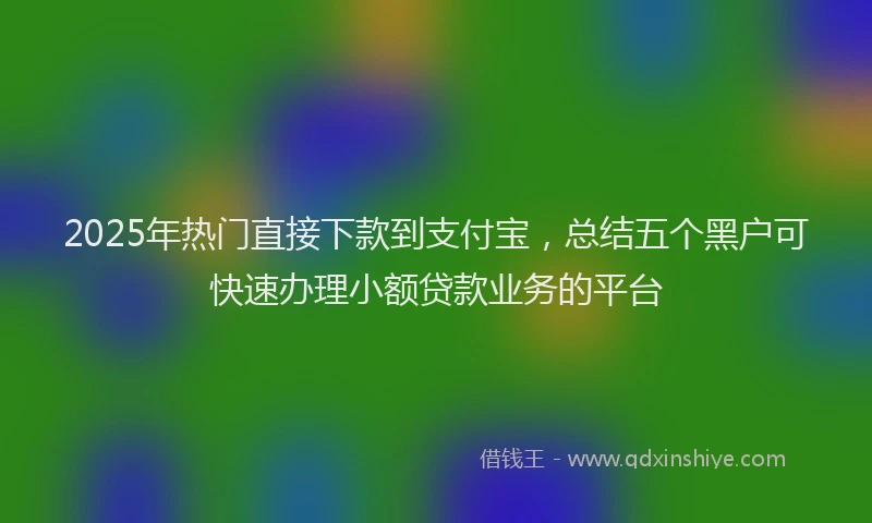 2025年热门直接下款到支付宝，总结五个黑户可快速办理小额贷款业务的平台