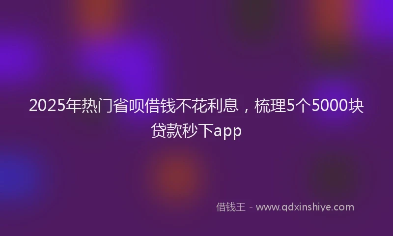 2025年热门省呗借钱不花利息，梳理5个5000块贷款秒下app