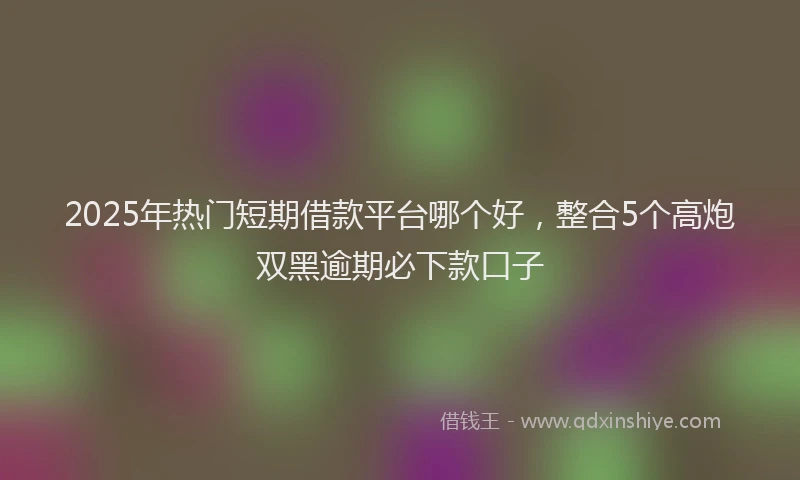 2025年热门短期借款平台哪个好，整合5个高炮双黑逾期必下款口子
