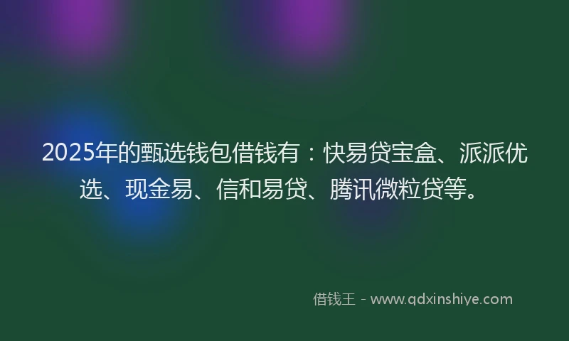 2025年的甄选钱包借钱有：快易贷宝盒、派派优选、现金易、信和易贷、腾讯微粒贷等。