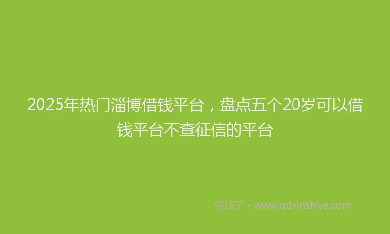 2025年热门淄博借钱平台，盘点五个20岁可以借钱平台不查征信的平台