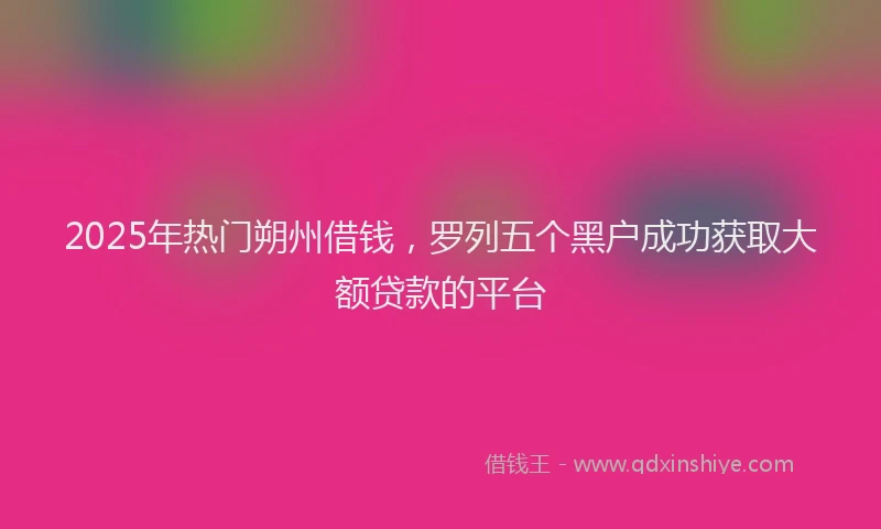2025年热门朔州借钱，罗列五个黑户成功获取大额贷款的平台