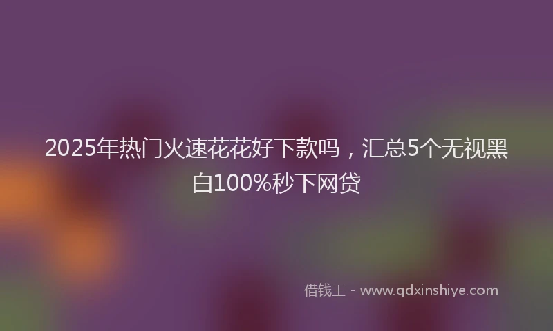 2025年热门火速花花好下款吗，汇总5个无视黑白100%秒下网贷