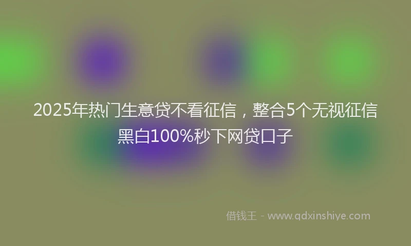 2025年热门生意贷不看征信，整合5个无视征信黑白100%秒下网贷口子