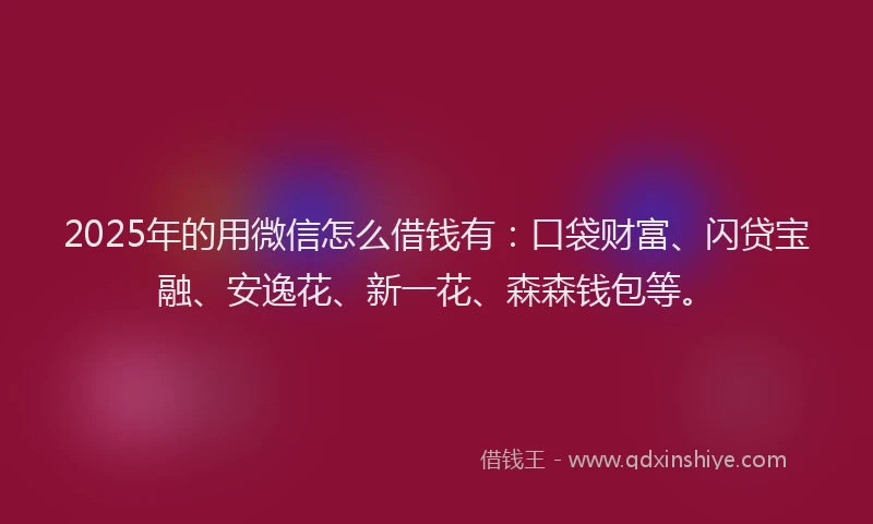 2025年的用微信怎么借钱有：口袋财富、闪贷宝融、安逸花、新一花、森森钱包等。