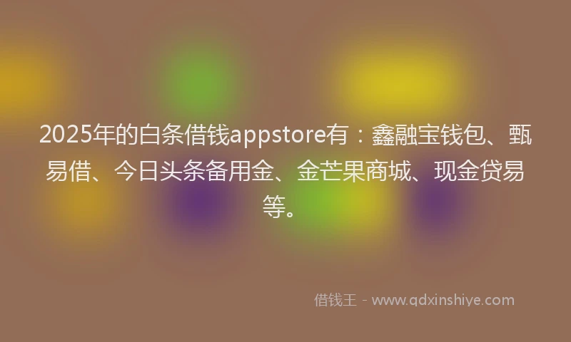 2025年的白条借钱appstore有：鑫融宝钱包、甄易借、今日头条备用金、金芒果商城、现金贷易等。