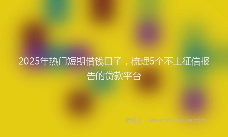 2025年热门短期借钱口子，梳理5个不上征信报告的贷款平台