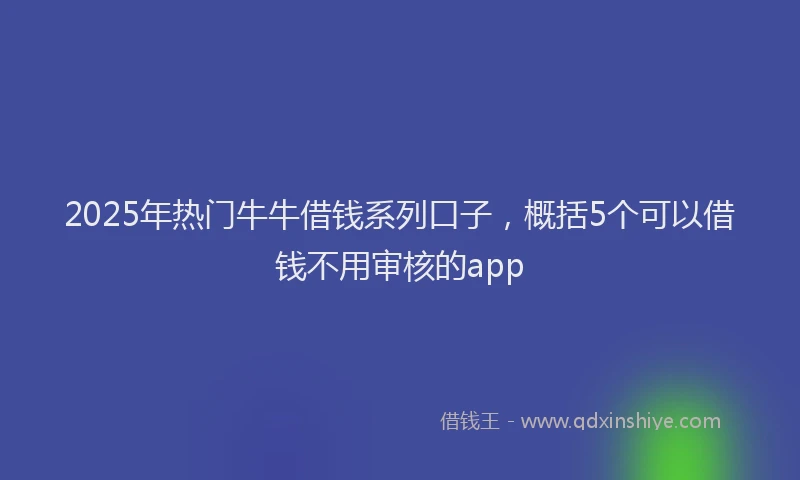 2025年热门牛牛借钱系列口子，概括5个可以借钱不用审核的app