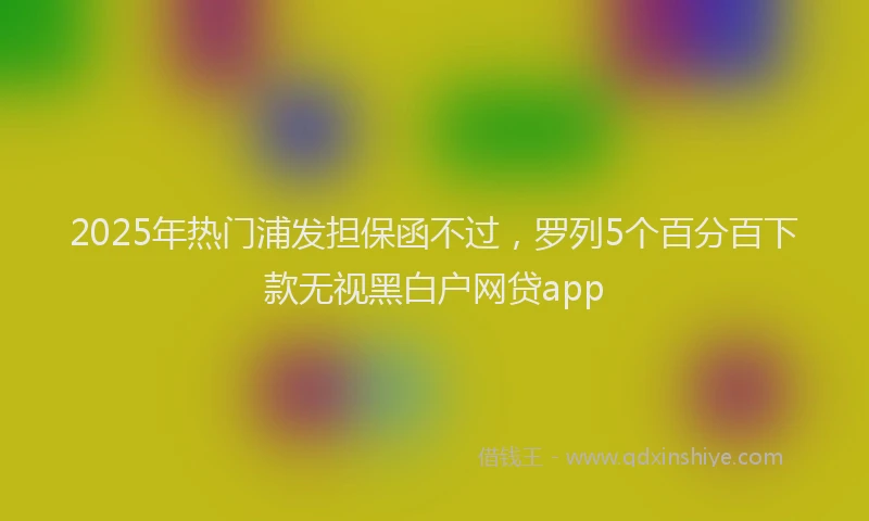 2025年热门浦发担保函不过，罗列5个百分百下款无视黑白户网贷app