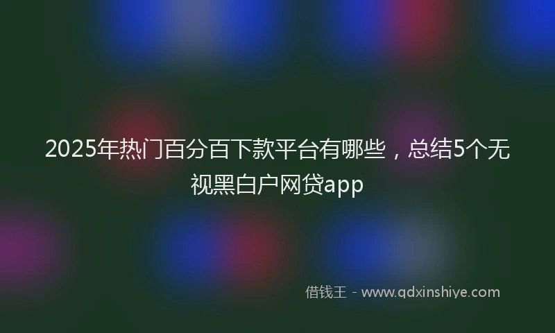 2025年热门百分百下款平台有哪些，总结5个无视黑白户网贷app