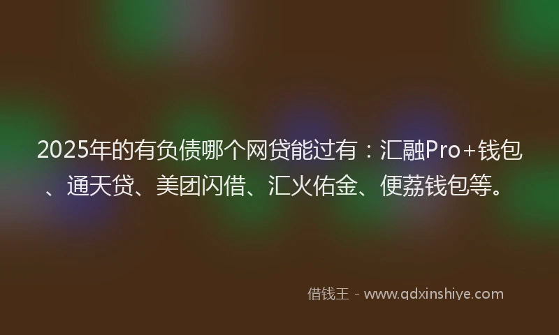 2025年的有负债哪个网贷能过有：汇融Pro+钱包、通天贷、美团闪借、汇火佑金、便荔钱包等。