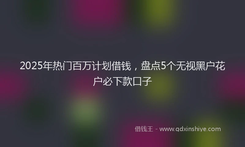 2025年热门百万计划借钱，盘点5个无视黑户花户必下款口子