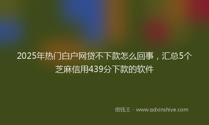 2025年热门白户网贷不下款怎么回事，汇总5个芝麻信用439分下款的软件