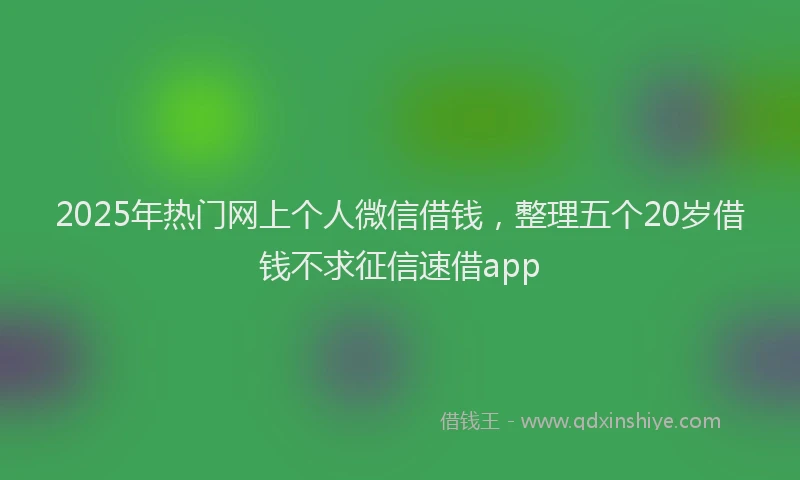 2025年热门网上个人微信借钱，整理五个20岁借钱不求征信速借app