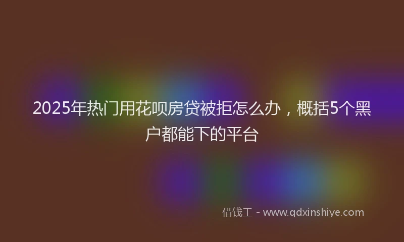 2025年热门用花呗房贷被拒怎么办，概括5个黑户都能下的平台