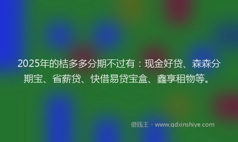 2025年的桔多多分期不过有：现金好贷、森森分期宝、省薪贷、快借易贷宝盒、鑫享租物等。