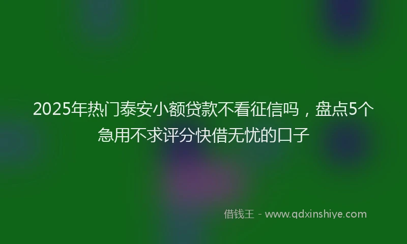 2025年热门泰安小额贷款不看征信吗，盘点5个急用不求评分快借无忧的口子