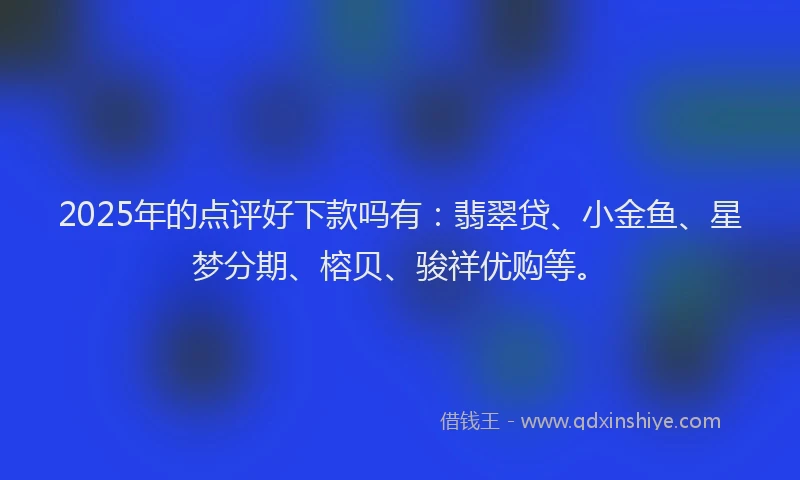 2025年的点评好下款吗有：翡翠贷、小金鱼、星梦分期、榕贝、骏祥优购等。