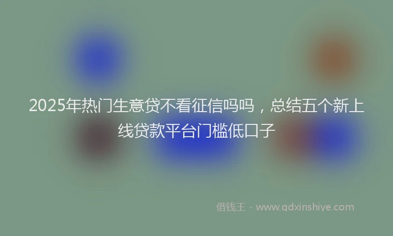2025年热门生意贷不看征信吗吗，总结五个新上线贷款平台门槛低口子