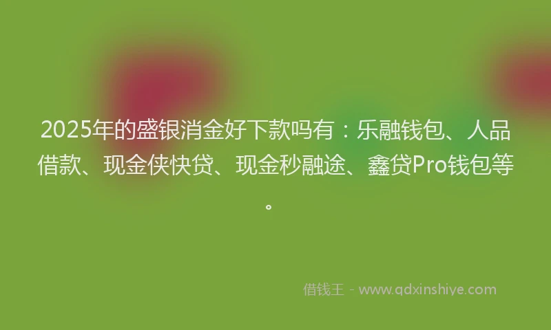 2025年的盛银消金好下款吗有：乐融钱包、人品借款、现金侠快贷、现金秒融途、鑫贷Pro钱包等。