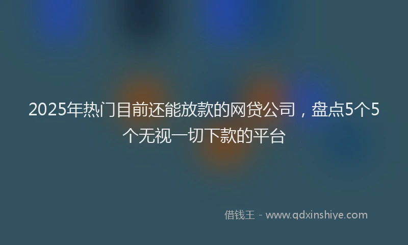 2025年热门目前还能放款的网贷公司，盘点5个5个无视一切下款的平台