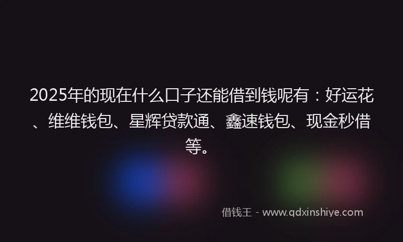 2025年的现在什么口子还能借到钱呢有：好运花、维维钱包、星辉贷款通、鑫速钱包、现金秒借等。